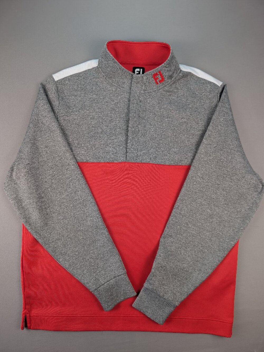 FootJoy FJ ProDry Midlayer Red Heather Grey White Accent Quarter Zip - XL